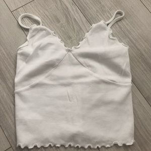 BRANDY MELVILLE WHITE RUFFLE TANK